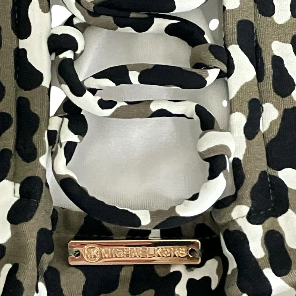 MICHAEL‎ KORS One Piece Swimsuit Leopard Print Lace Up Back Women Size 10